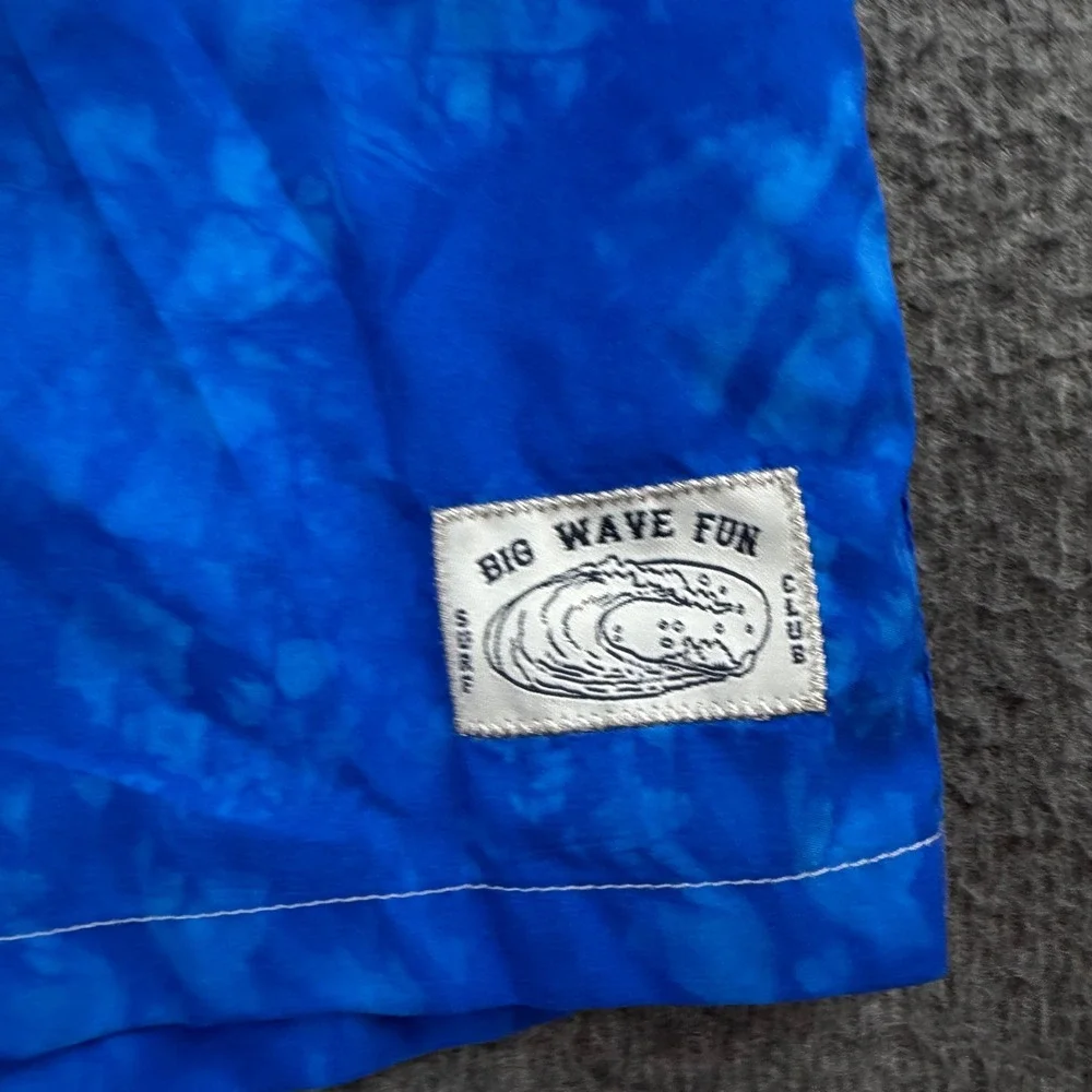 Big Wave Fun Club Swim Trunks Men's 4XL Blue Tie Dye Colorblock Board Shorts